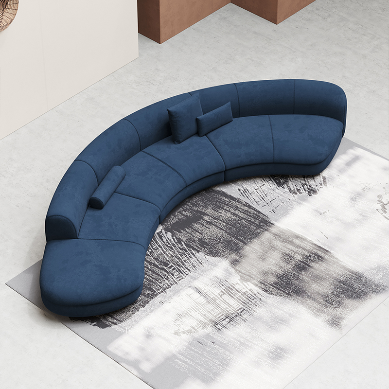 An Ltalian Lightweight Luxury Blue Linen-cotton Fabric Sofa