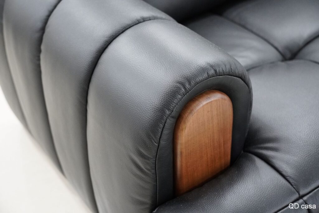 Black genuine leather sofa