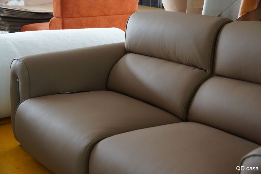 Brown genuine leather sofa