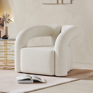 Italian Light Luxury White Lamb Velvet Lounge Chair