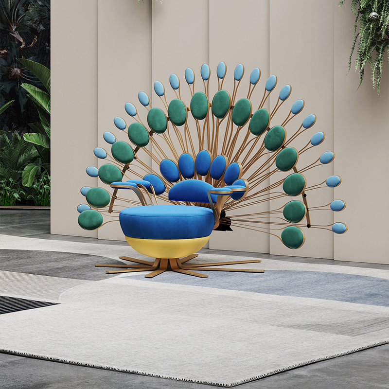 Nordic peacock open screen art creative leisure chair