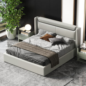 Light Luxury Solid Wood Leather Bed American Style