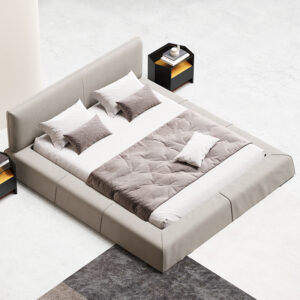 White Simple Close To The Floor Comfortable Double Bed