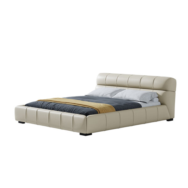 American light luxury leather white simple double bed