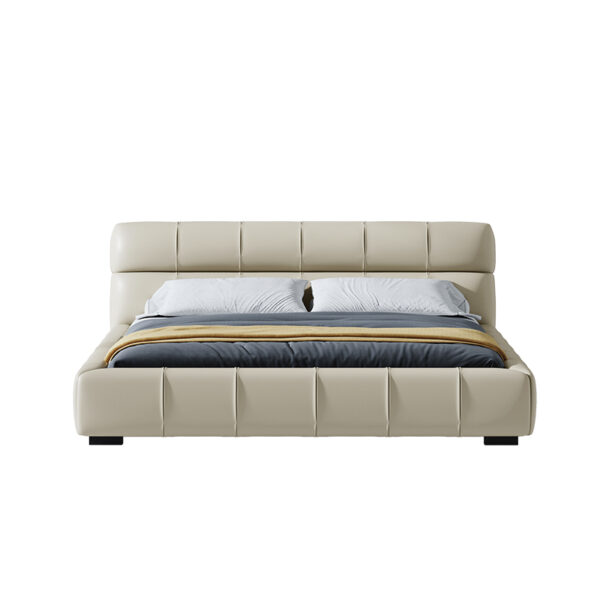 American light luxury leather white simple double bed