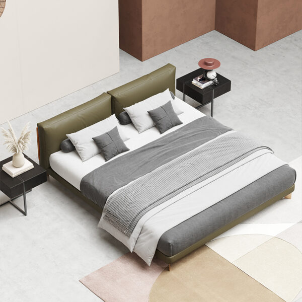 Italian style simple modern leather double bed