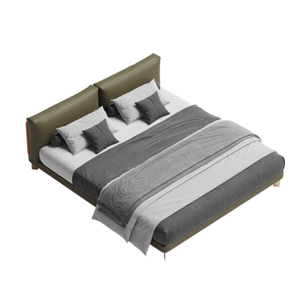 Italian style simple modern leather double bed