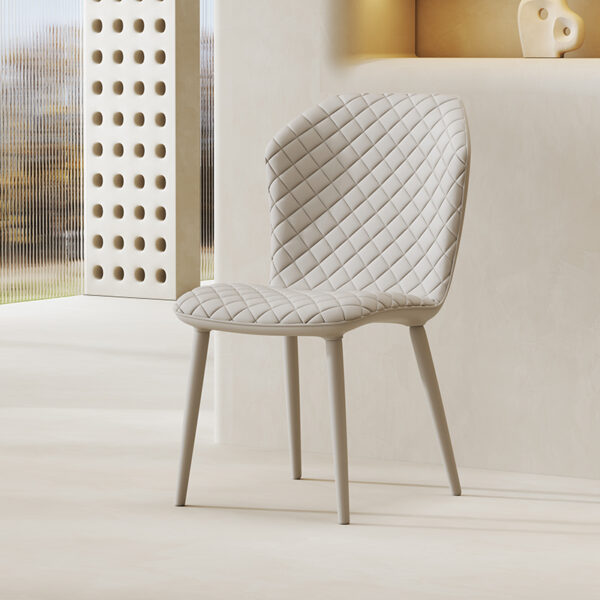 White Home Dining Chair Diamond Leather High-grade