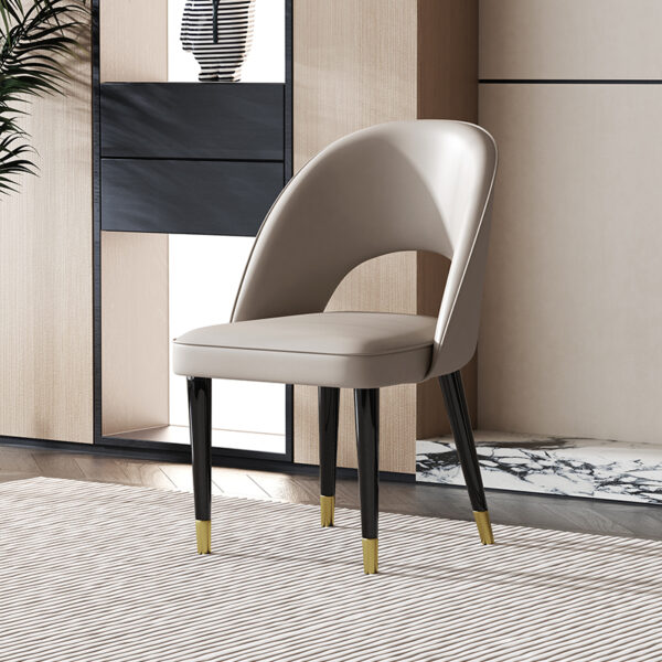 "Nordic simple dining room with armrests high back chairs "