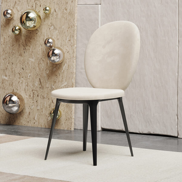 Italian high-end light luxury minimalist cloth dining chair restaurant