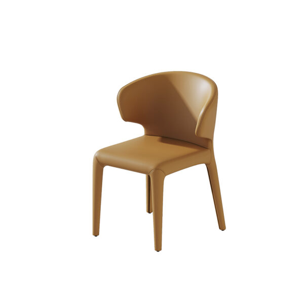 Light luxury modern simple Italian leather art back dining chair