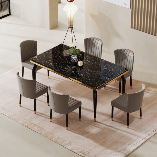 Black Gold Matching Metal Marble High-end Dining Table