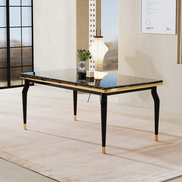 Black Gold Matching Metal Marble High-end Dining Table