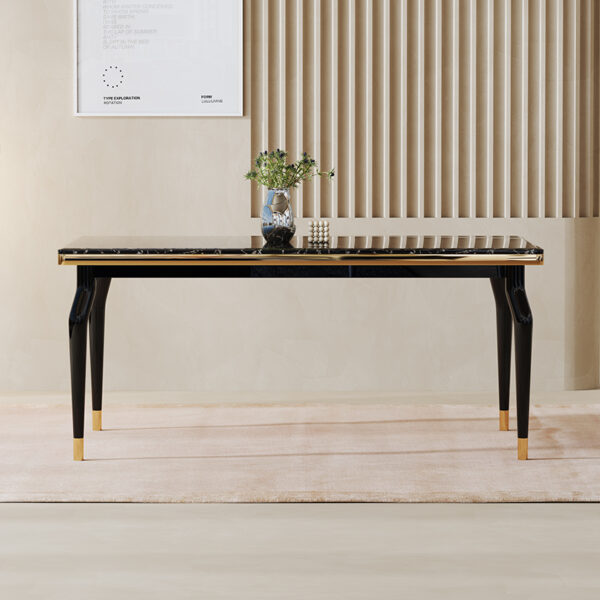 Black Gold Matching Metal Marble High-end Dining Table