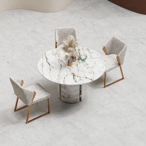 Modern Light Luxury Round White Marble Dining Table