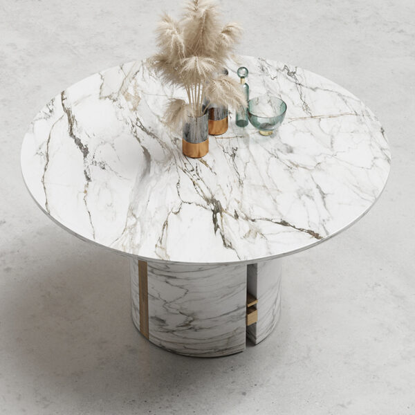 Modern Light Luxury Round White Marble Dining Table