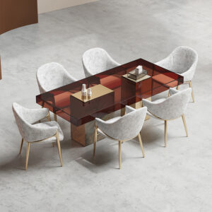 Modern Simple Acrylic Plate Square Dining Table