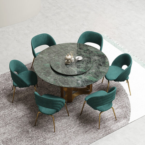 Green natural marble light luxury high-grade dining table