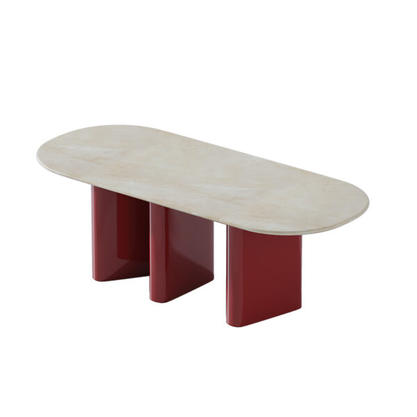 European Marble Dining Table With Red And White Color