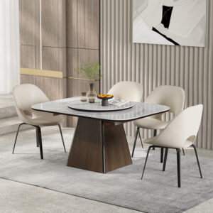 The Rectangular White Rock Plate Dining Table Is Modern And Simple