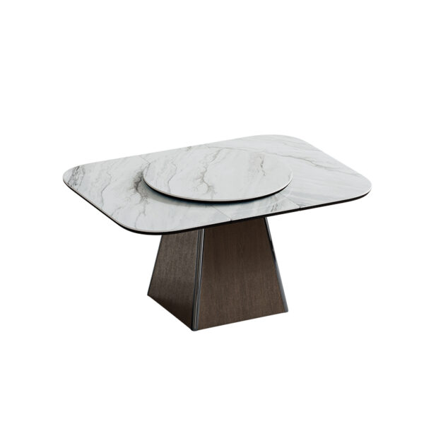 The rectangular white rock plate dining table is modern and simple