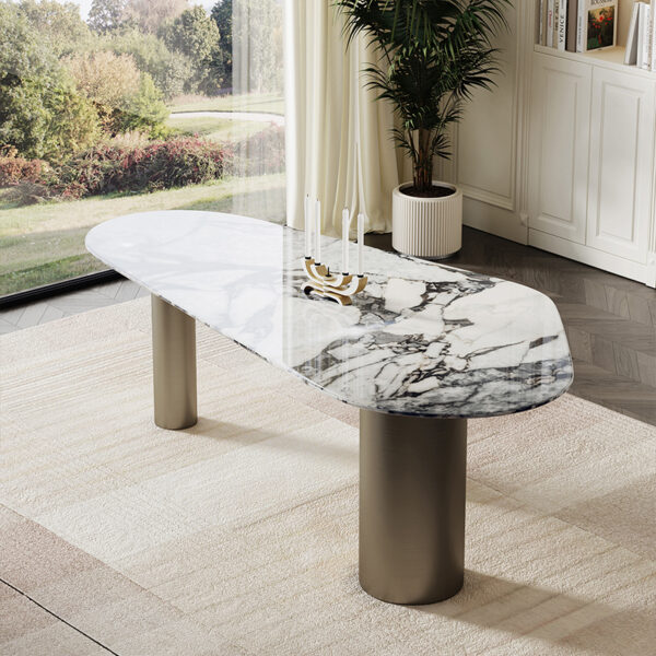 Irregular triangle natural marble modern simple dining table