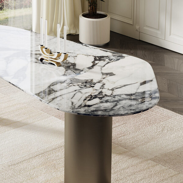 Irregular triangle natural marble modern simple dining table