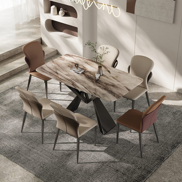 Cross Design Leg Modern Color Matching Dining Table