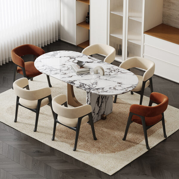 European Light Luxury Oblong Marble Home Dining Table