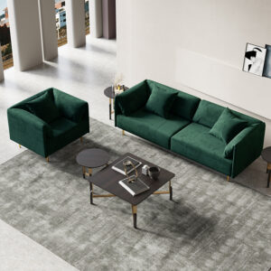 Modern minimalist green flannelette square living room sofa