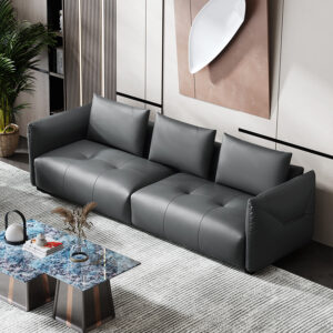 Modern Simple Leather Three-seat Living Room Sofa