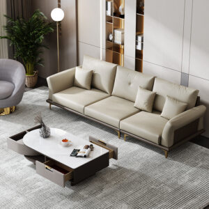 Simple Modern Small Living Room Leather Sofa