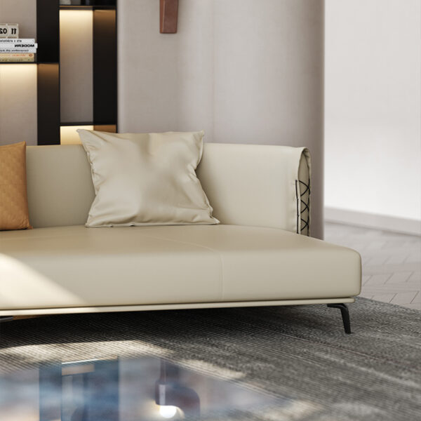 Italian Light Luxury White Leather Abnormity Corner Sofa