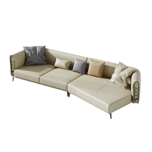 Italian Light Luxury White Leather Abnormity Corner Sofa