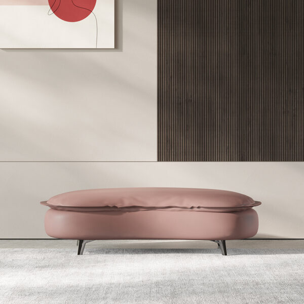 Modern Simple Pink Suede Curved Large Chair Sofa