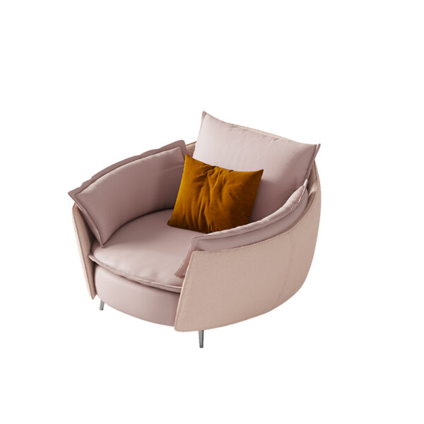 Modern Simple Pink Suede Curved Large Chair Sofa