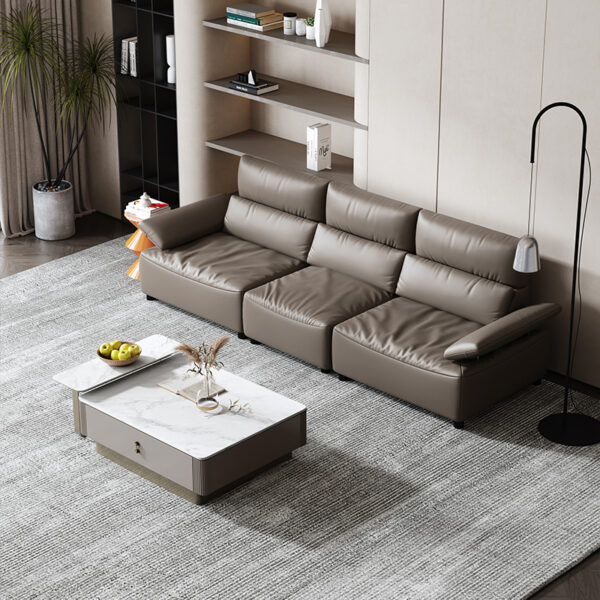 American Light Luxury High Back Leather Combination Sofa