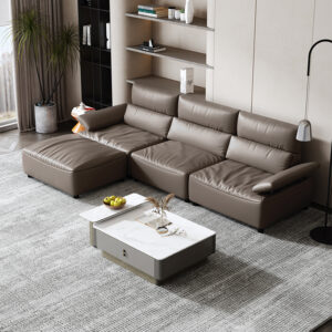 American Light Luxury High Back Leather Combination Sofa