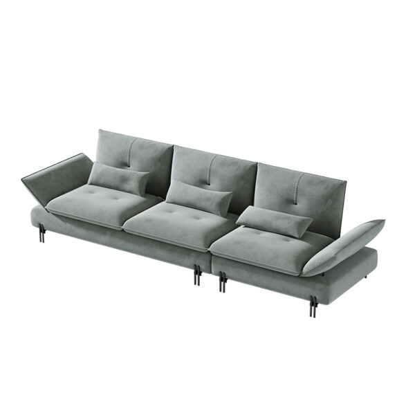 Italian Minimalist Light Green Senior Velvet Combination Sofa