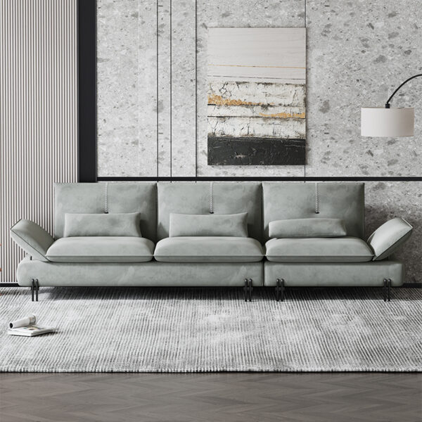 Italian Minimalist Light Green Senior Velvet Combination Sofa