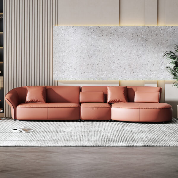 Modern Semi-circular Design Leather Living Room Sofa