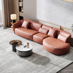 Modern Semi-circular Design Leather Living Room Sofa