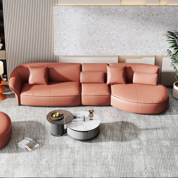 Modern Semi-circular Design Leather Living Room Sofa