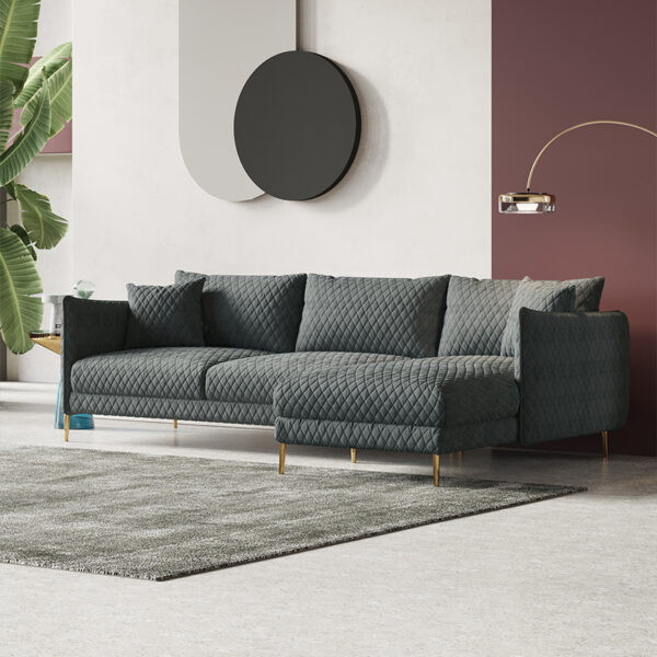 Italian minimalist black living room sofa is modern and simple