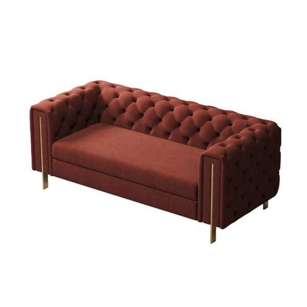 American Light Luxury Red Velvet Deep Button Tufting Sofa