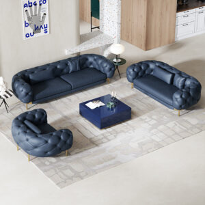 Modern Living Room Pull Button Sofas Love 3 Seater Set Tufted Sofa