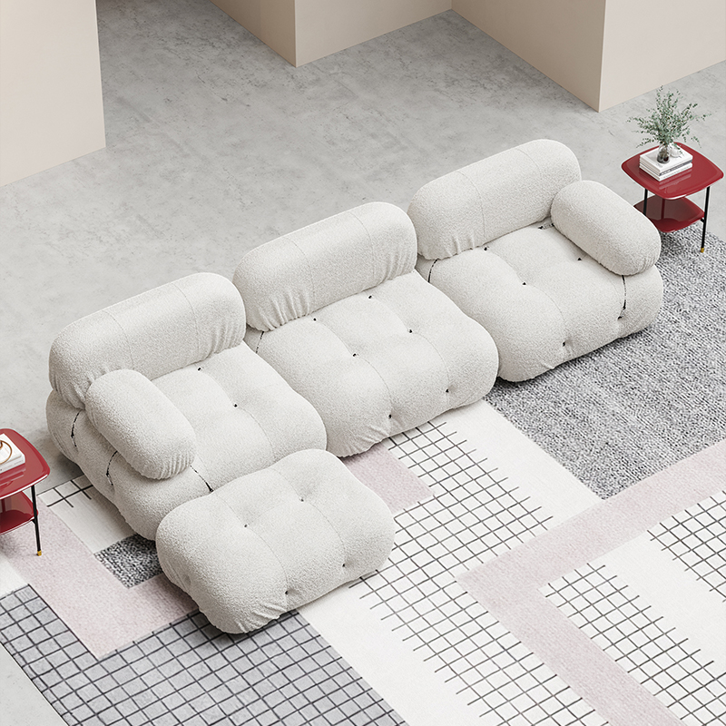 Nordic Fabric Velvet Cloud Cream Combination Sofa