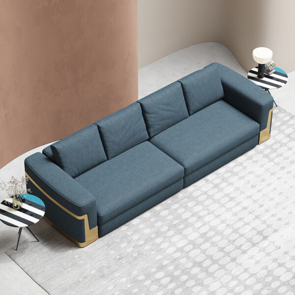 American Light Luxury Hardware Heavy Craft Blue And White Sofa