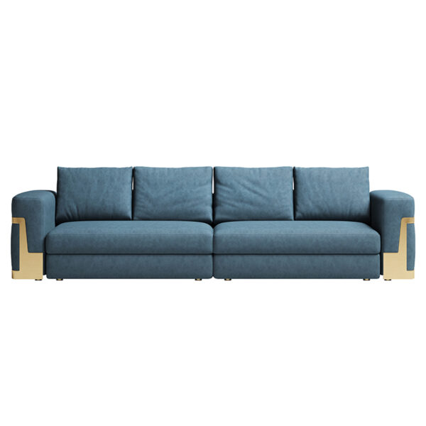 American Light Luxury Hardware Heavy Craft Blue And White Sofa