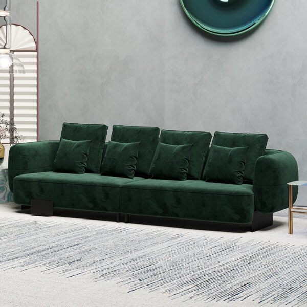 Modern Luxury Italian Blue And Green Fabric Velvet Sofa